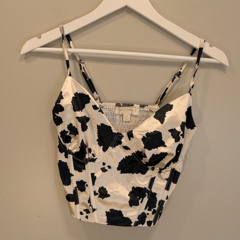 Thirty Thirty LA Cow Print Corset Top Cowgirl Western Festival costume - Size S